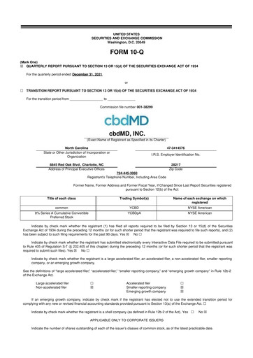 Miniature cbdMD 10-Q Rapport trimestriel 2022 