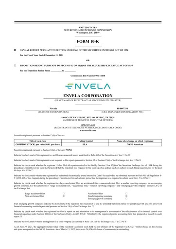 Thumbnail Envela Corporation 10-K Annual Report 2022