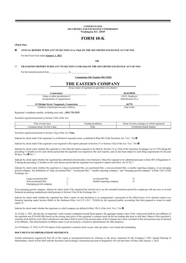 Vorschaubild The Eastern Company 10-K Jahresbericht 2022
