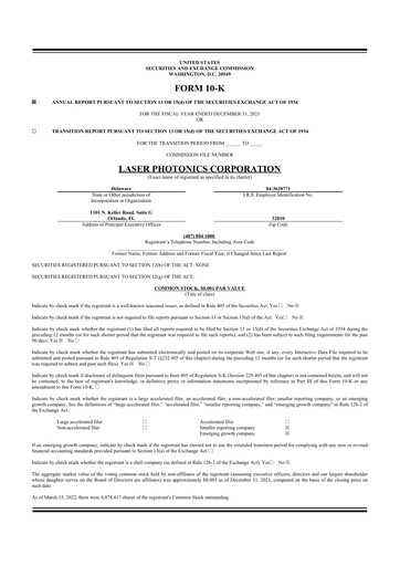 Miniature Laser Photonics 10-K Rapport annuel 2021