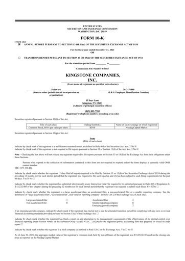 Thumbnail Kingstone Companies 10-K Annual Report 2021