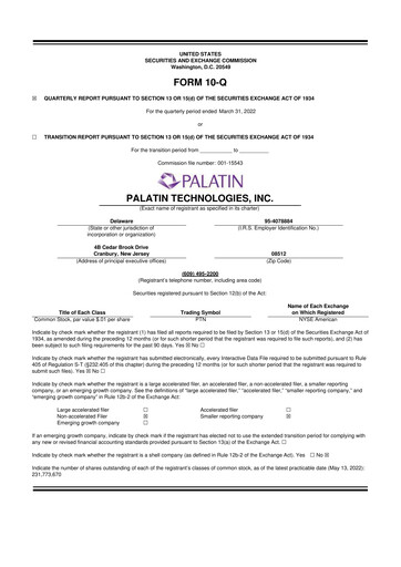 Thumbnail Palatin Technologies 10-Q Quarterly Report FY2022 