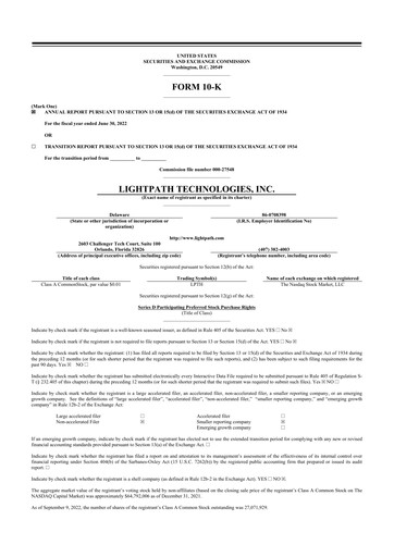 Thumbnail LightPath Technologies 10-K Annual Report 2022