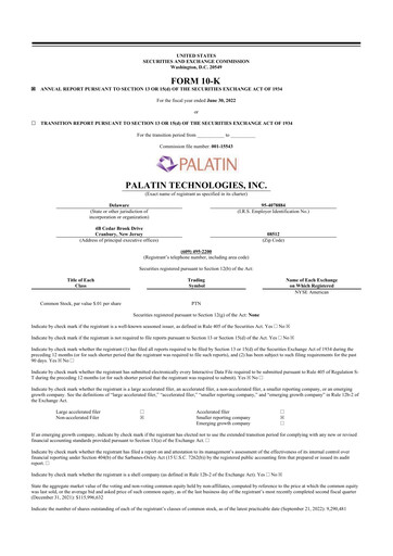 Thumbnail Palatin Technologies 10-K Annual Report 2022