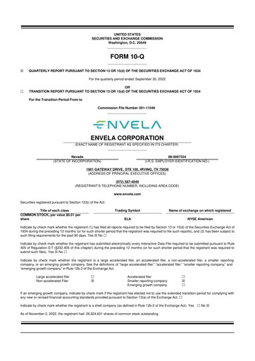 Vorschaubild Envela Corporation 10-Q Quartalsbericht 2022 