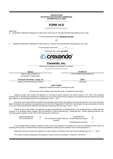Vorschaubild Crexendo 10-Q Quartalsbericht 2022 