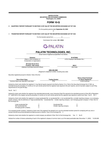 Thumbnail Palatin Technologies 10-Q Quarterly Report FY2023 