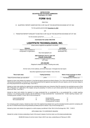 Thumbnail LightPath Technologies 10-Q Quarterly Report FY2023 