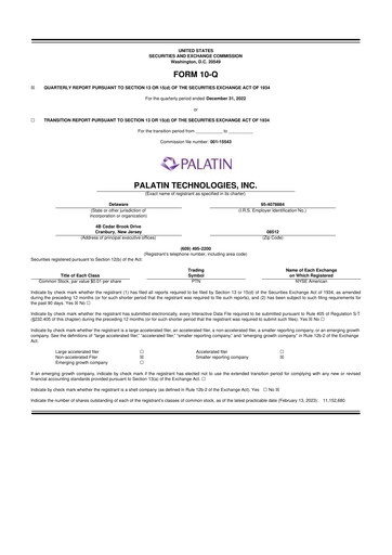 Thumbnail Palatin Technologies 10-Q Quarterly Report FY2023 