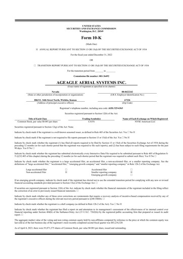 Thumbnail AgEagle Aerial Systems
 10-K Annual Report 2023