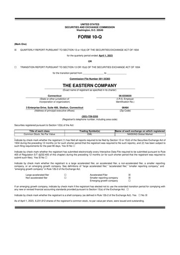 Thumbnail The Eastern Company 10-Q Quarterly Report FY2023 
