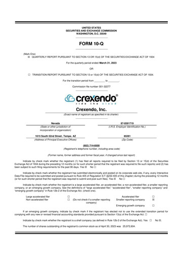 Vorschaubild Crexendo 10-Q Quartalsbericht 2023 