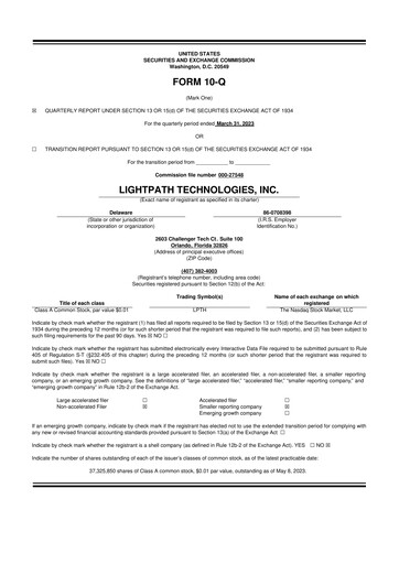 Thumbnail LightPath Technologies 10-Q Quarterly Report FY2023 