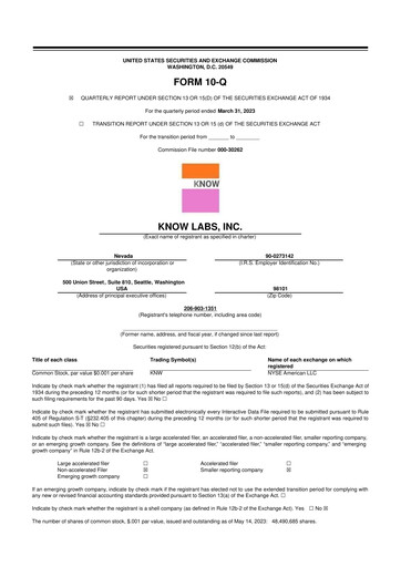 Thumbnail Know Labs 10-Q Quarterly Report FY2023 