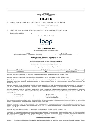 Thumbnail Loop Industries
 10-K Annual Report 2023