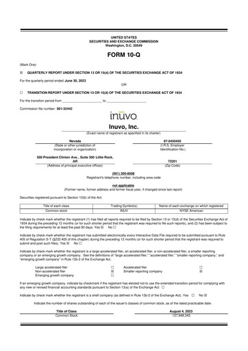 Miniature Inuvo 10-Q Rapport trimestriel 2023 