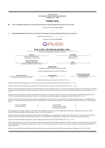 Thumbnail Palatin Technologies 10-K Annual Report 2023