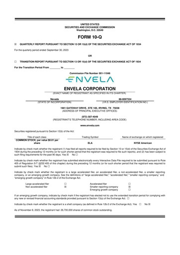 Vorschaubild Envela Corporation 10-Q Quartalsbericht 2023 