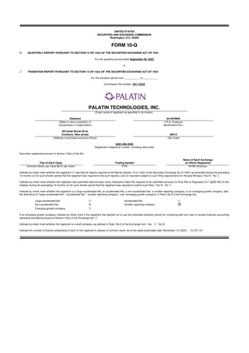 Thumbnail Palatin Technologies 10-Q Quarterly Report FY2024 