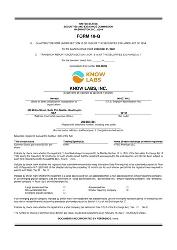 Thumbnail Know Labs 10-Q Quarterly Report FY2024 