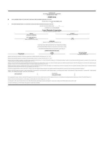 Miniature Laser Photonics 10-K Rapport annuel 2023