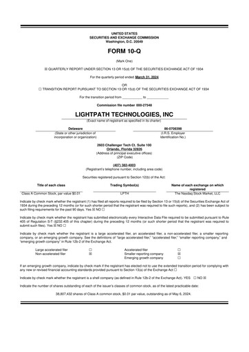Thumbnail LightPath Technologies 10-Q Quarterly Report FY2024 