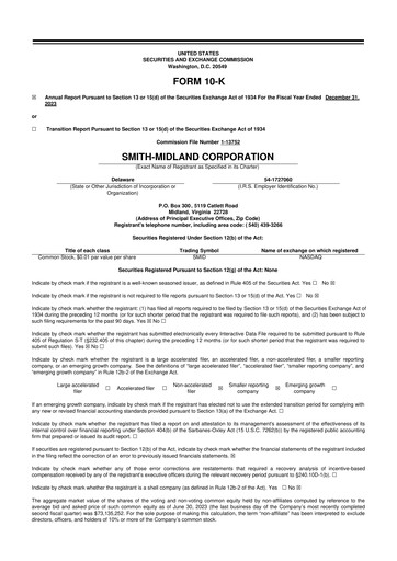 Miniature Smith-Midland Corporation 10-K Rapport annuel 2023