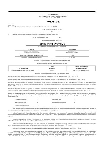 Thumbnail Aehr Test Systems 10-K Annual Report 2024