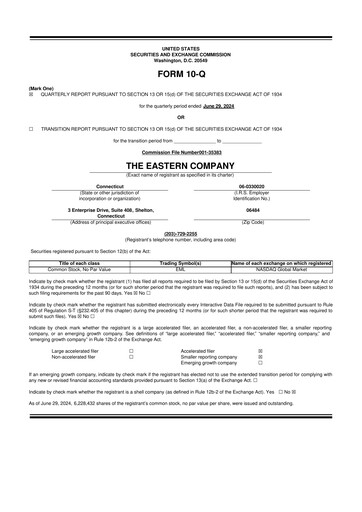 Thumbnail The Eastern Company 10-Q Quarterly Report FY2024 