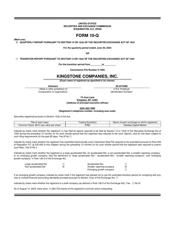 Vorschaubild Kingstone Companies 10-Q Quartalsbericht 2024 