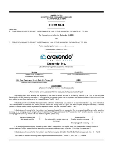 Vorschaubild Crexendo 10-Q Quartalsbericht 2024 