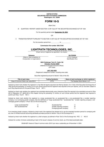 Thumbnail LightPath Technologies 10-Q Quarterly Report FY2025 