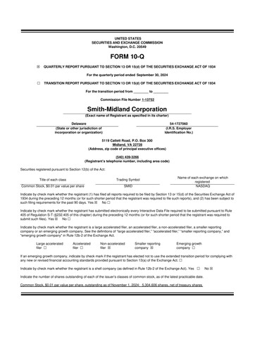 Miniature Smith-Midland Corporation 10-Q Rapport trimestriel 2024 