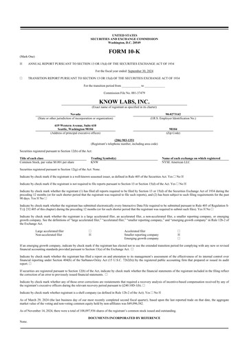 Thumbnail Know Labs 10-K Annual Report 2024