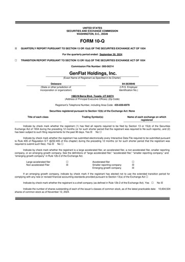 Vorschaubild GenFlat Holdings 10-Q Quartalsbericht 2025 