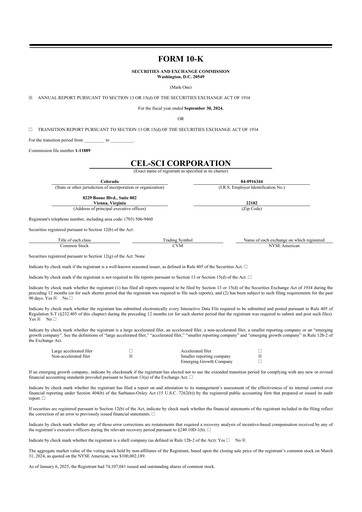 Thumbnail Cel-Sci

 10-K Annual Report 2024