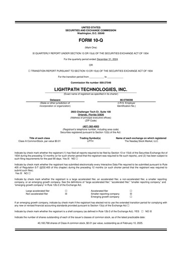 Thumbnail LightPath Technologies 10-Q Quarterly Report FY2025 