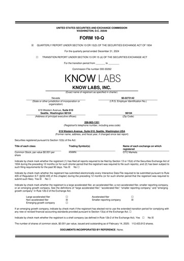 Thumbnail Know Labs 10-Q Quarterly Report FY2025 