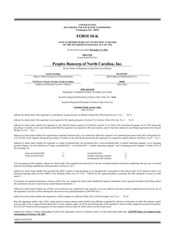 Thumbnail Peoples Bancorp of North Carolina 10-K Annual Report 2024