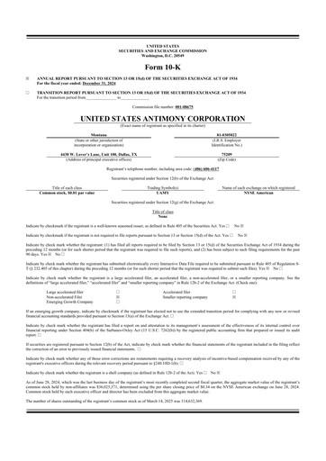 Thumbnail United States Antimony Corporation 10-K Annual Report 2024