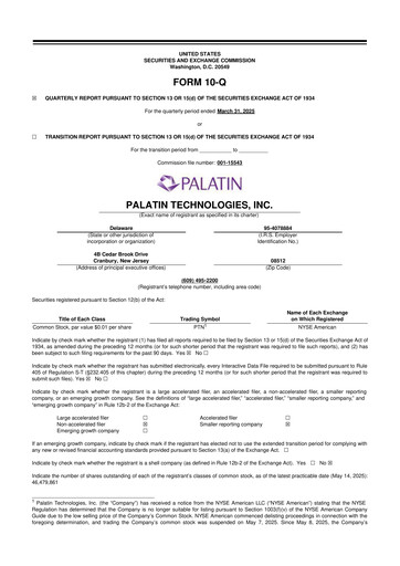 Thumbnail Palatin Technologies 10-Q Quarterly Report FY2025 