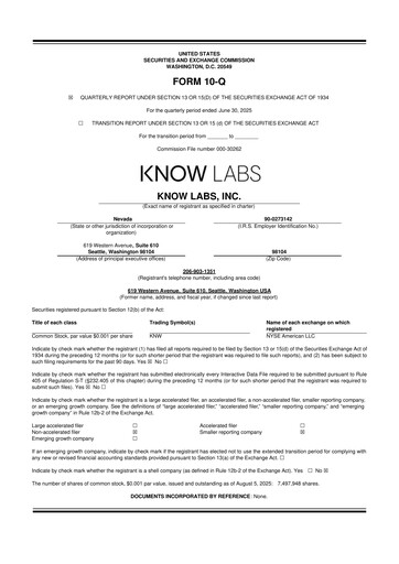 Thumbnail Know Labs 10-Q Quarterly Report FY2025 