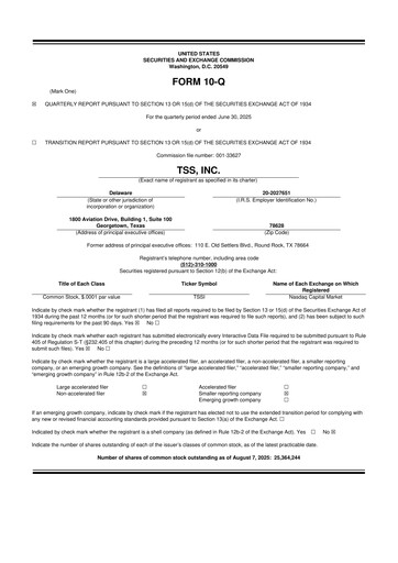 Thumbnail TSS, Inc. 10-Q Quarterly Report FY2025 