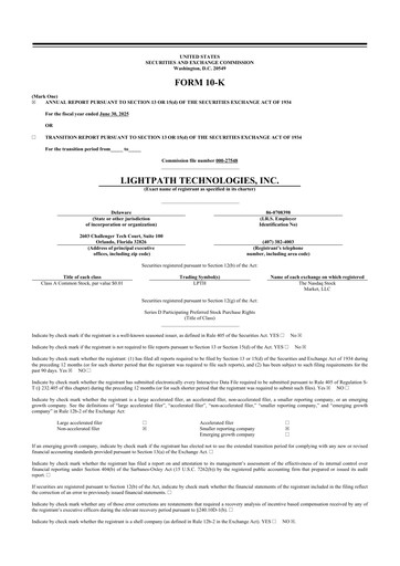 Thumbnail LightPath Technologies 10-K Annual Report 2025