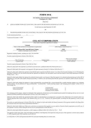 Thumbnail Cel-Sci

 10-K Annual Report 2025