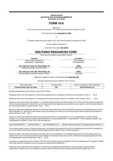 Thumbnail Solitario Resources
 10-K Annual Report 2025
