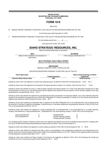 Vorschaubild Idaho Strategic Resources 10-K Jahresbericht 2025