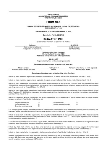 Miniature 374Water 10-K Rapport annuel 