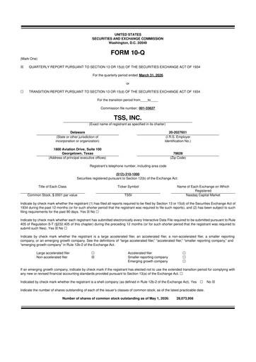 Thumbnail TSS, Inc. 10-Q Quarterly Report FY2026 