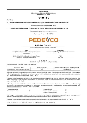 Thumbnail PEDEVCO
 10-Q Quarterly Report FY2026 